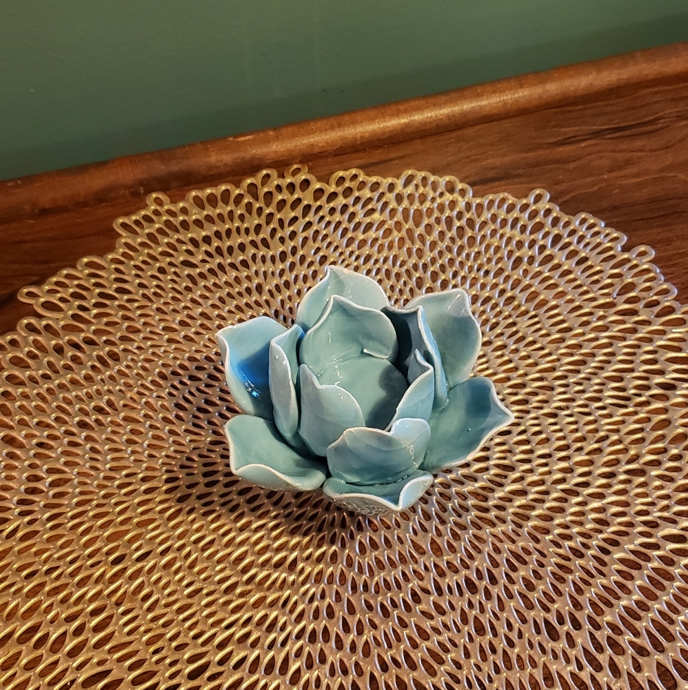 Blue Rose Candle Holder